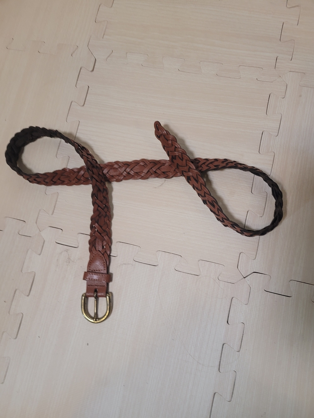 Capezio Genuine Leather Argentina Brown Braided Belt XL